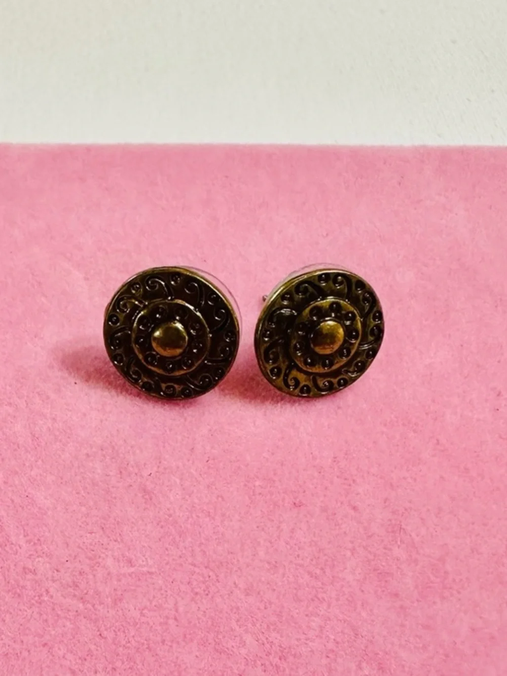 Antique Gold Tone Stud Earrings